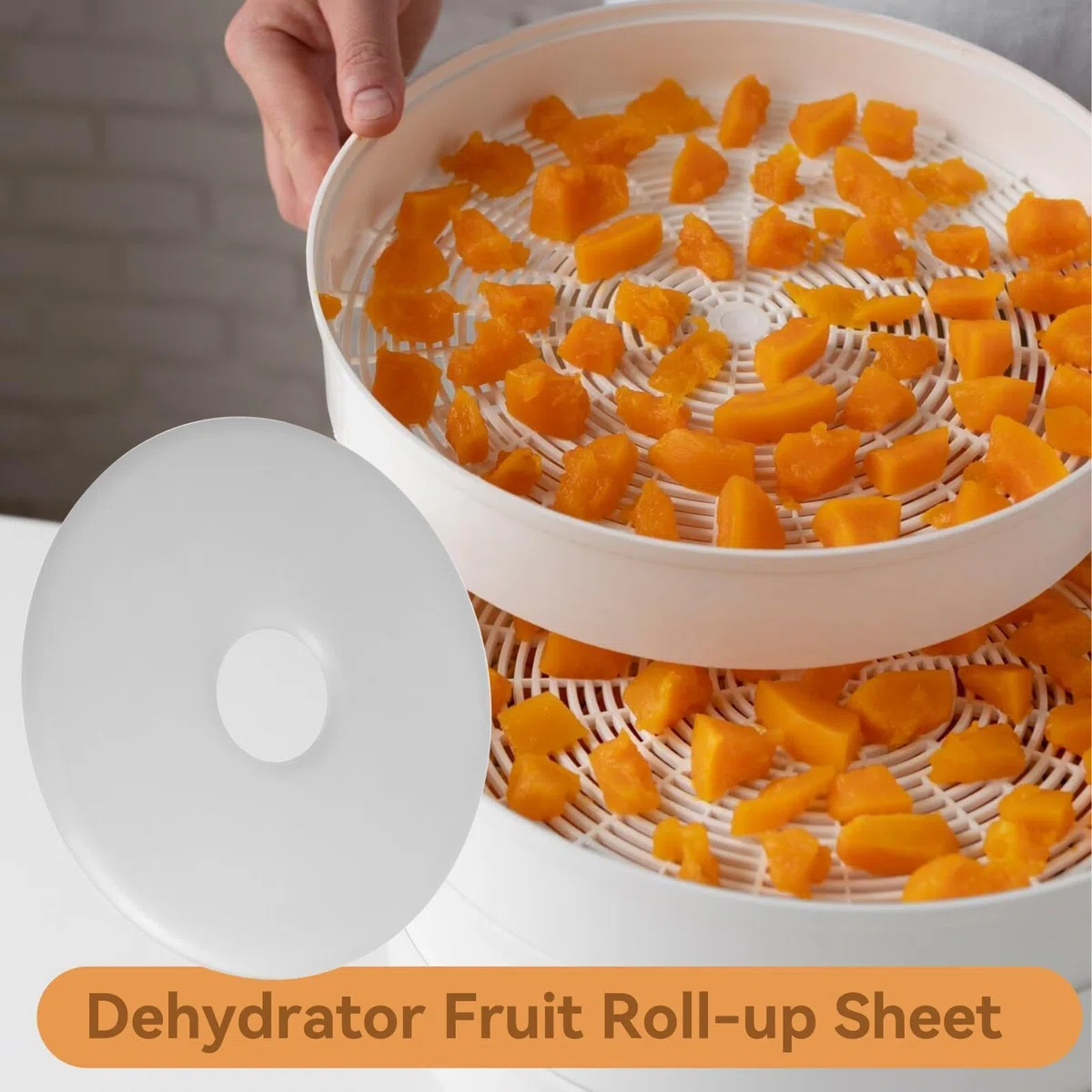 2 Stück Obstdörrgerät, Dörrgerät, Trocknertablett, Silikon-Fruchtrollenblätter, wiederverwendbare Trocknermatten, rundes, klares Obsttrocknungsblatt, Runde Silikon Dehydrator Blätter mit Kanten