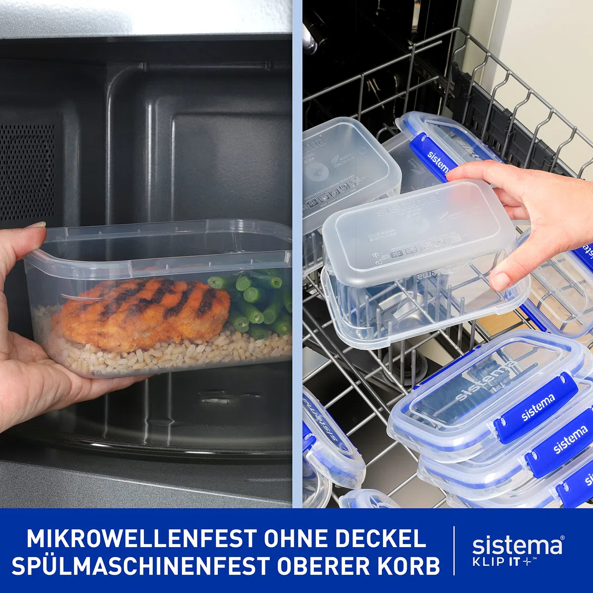Sistema KLIP IT PLUS Frischhaltedosen Set | 2,2 l | auslaufsichere, stapelbare und luftdichte Vorratsdosen mit Deckel | geeignet für Kühl-/Gefrierschrank | Brotdose schule | 3 Stück