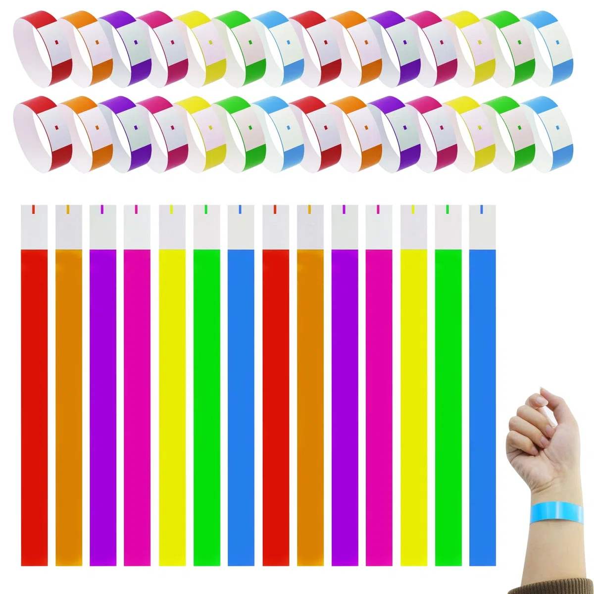 700 Stück Partybänder, Festival Armbänder, Wasserdichte Papierarmbänder, Event Handgelenkband, Handgelenk Party Bänder, für Veranstaltungen/Festival/Konzerte und Papierarmband (7 Farben)