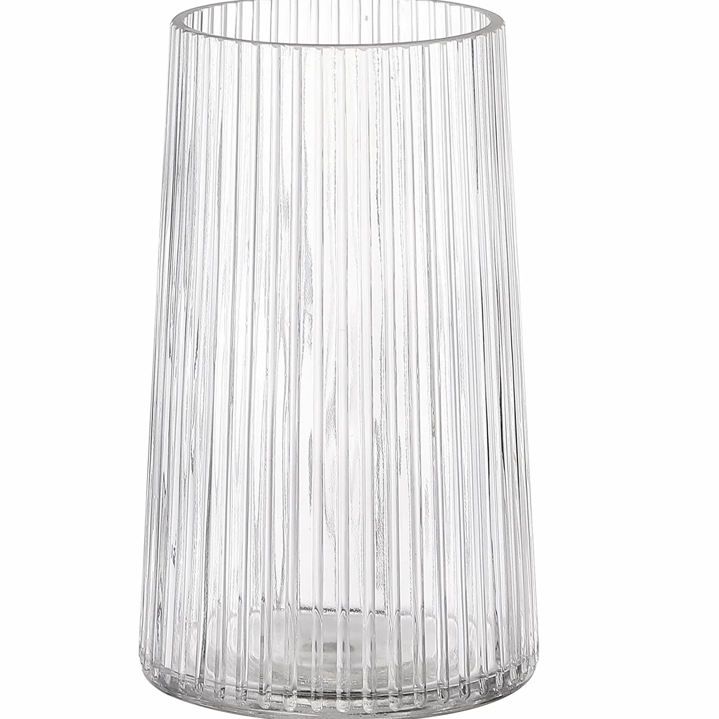 Klarglas-Vase für Blumen, Glasblumen-Vase, Blumenvasen für Bouquet, moderne gerippte Vasen für Wohnzimmer, Esszimmer, Kaffeetisch, Büro, Hochzeit, 20CM
