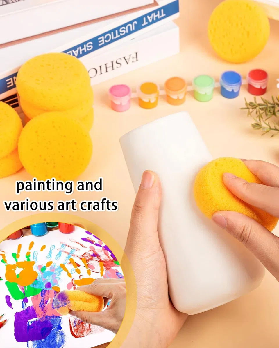 12 Stück Malschwamm Runde Schwämme Kunst Schwamm Schwammstupf Pinsel Set Weicher Saugfähiger Kunst Schwamm Aquarellschwamm für DIY Malerei Handwerk Keramik Aquarell Ton