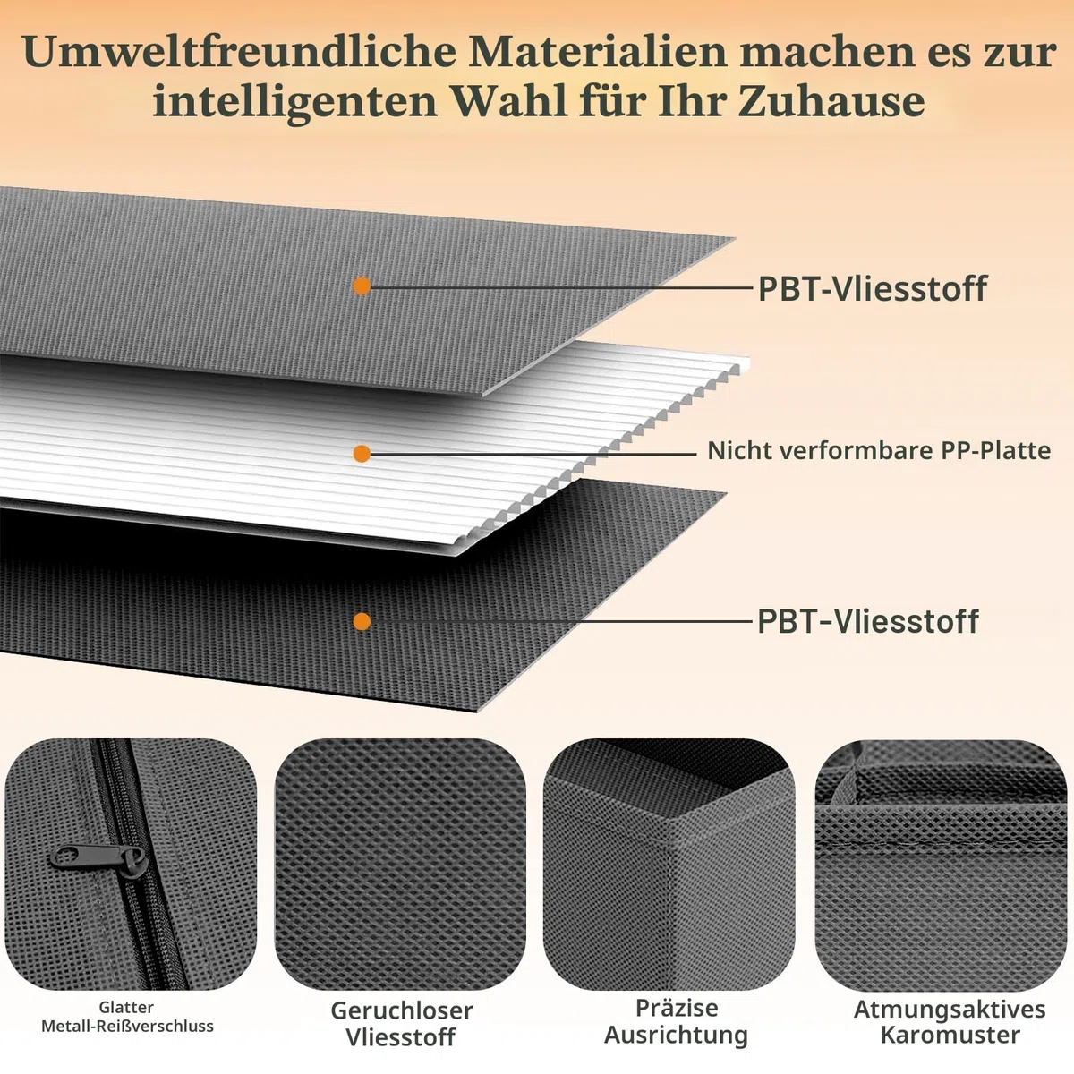 Yucch 8er Set Unterwäsche Organizer – faltbare Stoffboxen für Schubladen mit 5/6/8/20 Fächern, platzsparendes Ordnungssystem für BHs, Socken und Krawatten – Grau