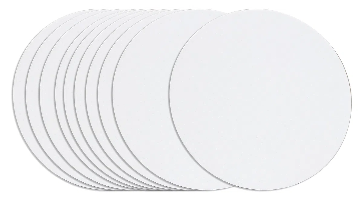 Paintersisters Runder Malkarton 10er Set 30cm Durchmesser mit Qualitäts-Leinwand 280gr/m², malfertig grundiert, Sparsets Malpappe, Kunstleinwandtafel (30cm, 10er-Set)