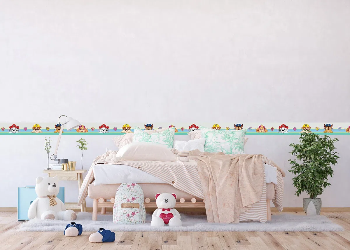 AG Design Selbstklebende Bordüre Paw Patrol, AWBD 8013 | Wasserfest Kinderzimmer Wand Dekoration | Wandbordüre für Mädchen und Junge | Folie, Mehrfarbig | Breite 500 cm x Höhe 13.8 cm