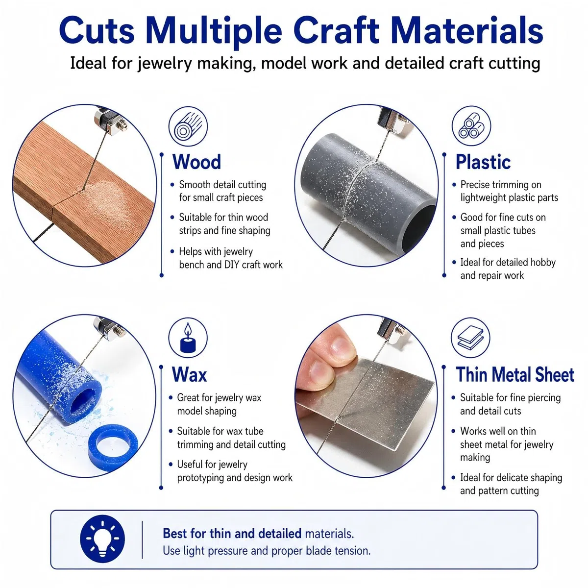 cnmade Juwelier 's Schwert Rahmen verstellbar mit 144 Klingen Profi Jewelry Making Kit