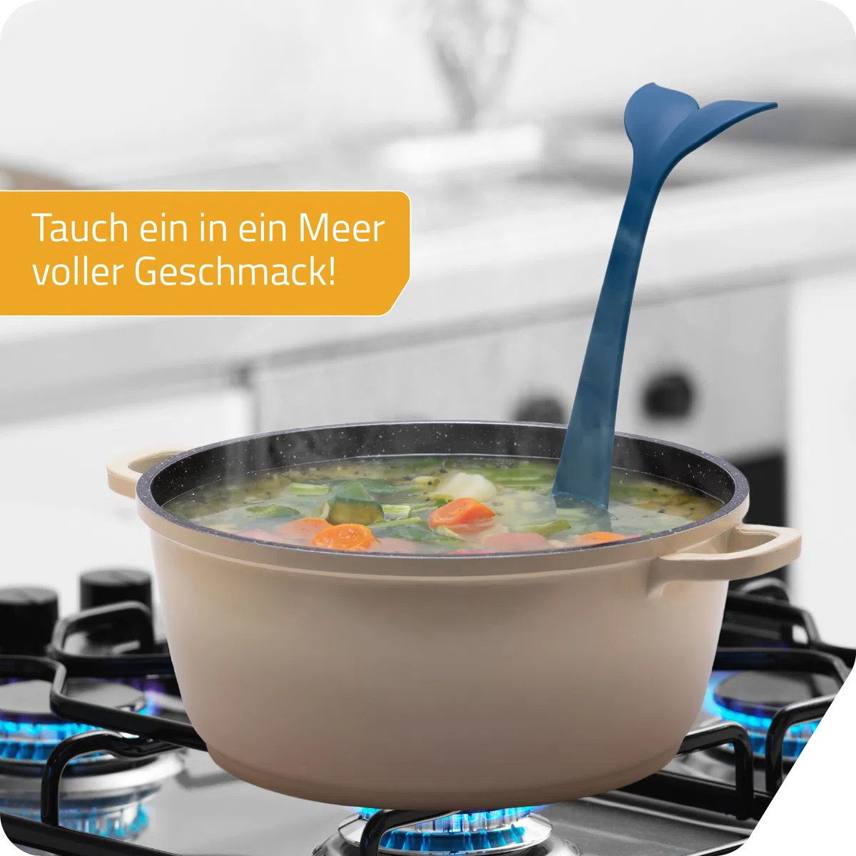 PELEG DESIGN Souper Schöpfkelle – Lustige Suppenkelle in Wal-Form – Zum Kochen & Servieren von Suppen, Eintöpfen & Bowle – Originelles Küchen-Gadget