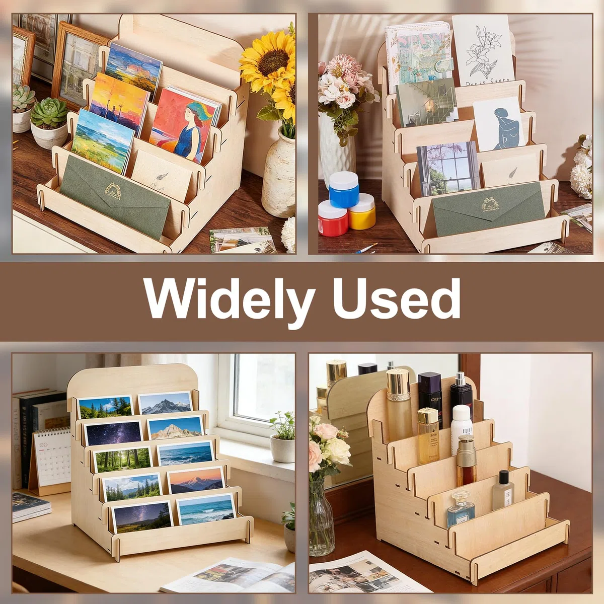 Präsentationsständer, Holz Display Ständer, 5 Etagen Grußkartenständer aus Holz, Postkarten Organizer Broschürenhalter, Schmuck Display StäNder für Fotokarten Aufkleber Geschenkkarten