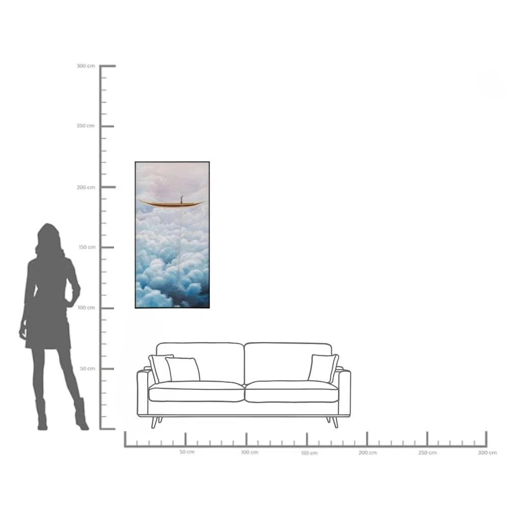 Kare Design Leinwandbild Cloud Boat, Mehrfarbig, 120x60 cm, Wandbild, Wandkunst, Wohnaccessoire, Mit Massivholzrahmen, Abstrakt, Himmlich, Wohnzimmer