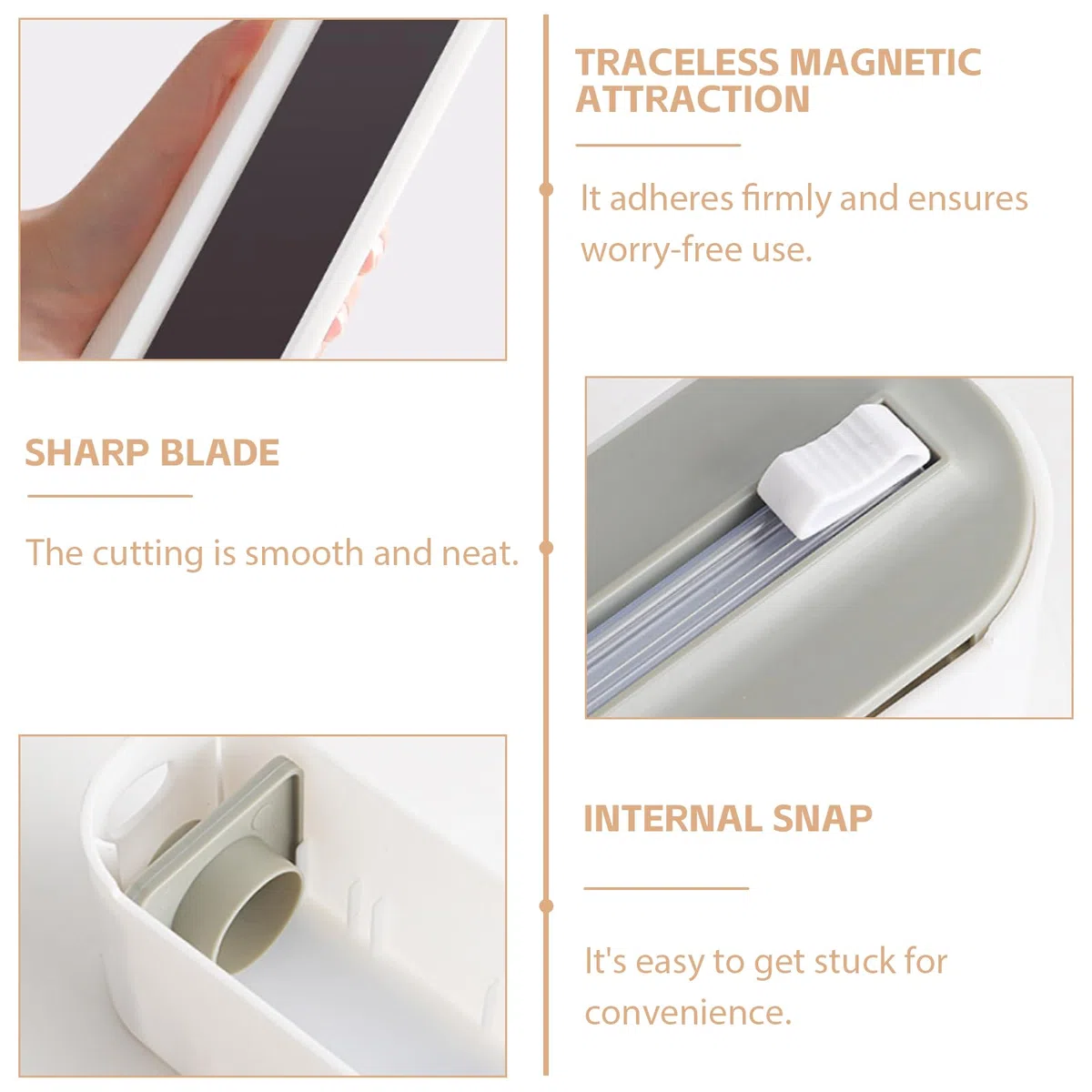 2 Stück Magnetischer Frischhaltefolienspender - Abs Folienabroller Mit Cutter & 2-in-1 Schneidemodus (Gerade/Gezackt) - Ideal Für Frischhaltefolie, Alufolie & Backpapier Bis 30cm