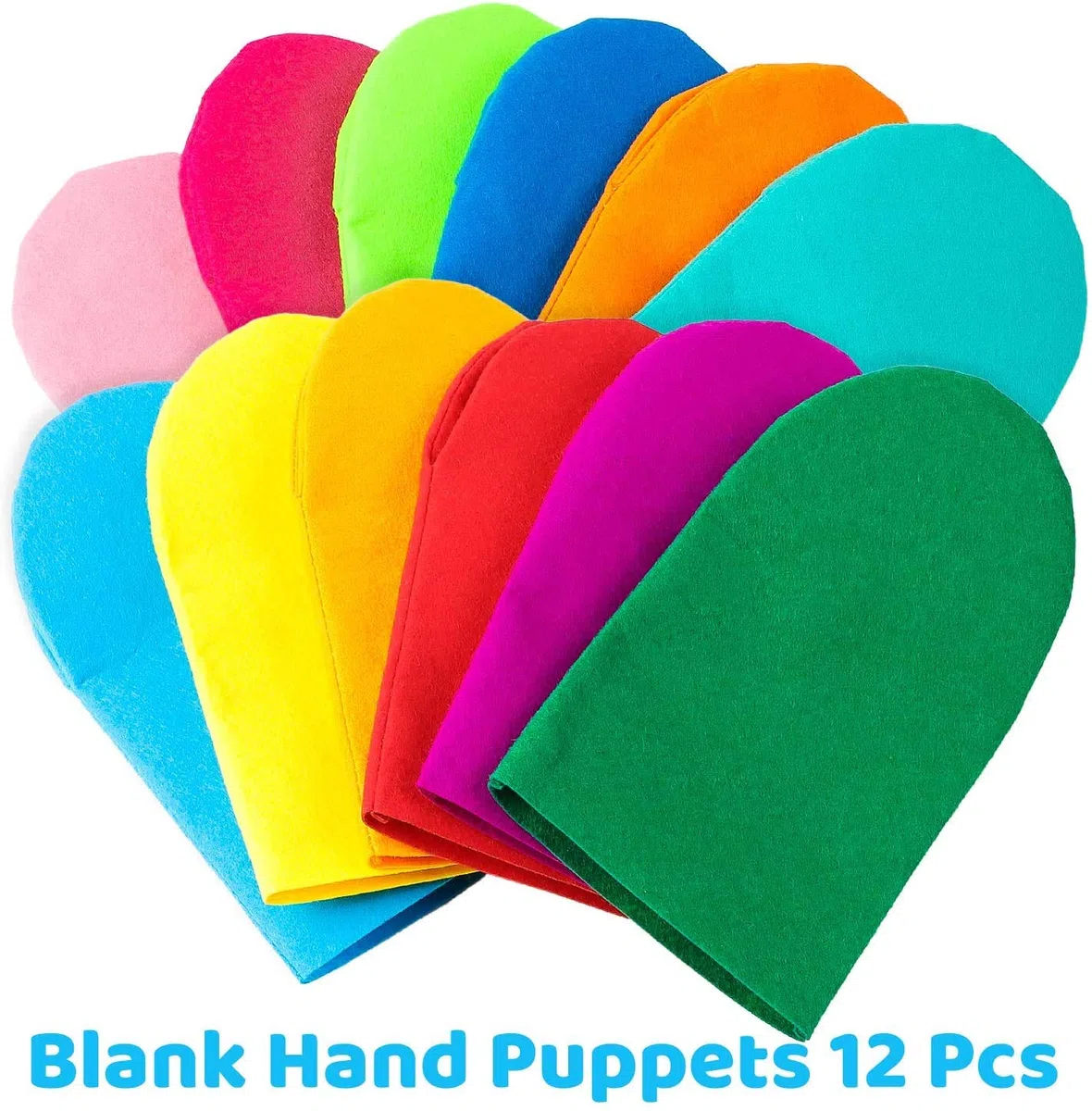 WATINC 12Pcs Felt Handpuppe DIY Art Craft Set Moderne Kinder Filz Spielpuppe Socke Pompoms Bastelarbeiten Machen Puppet Wackeln Googl Eyes Storytelling Rollenspiel Party Zubehör für Mädchen Jungen
