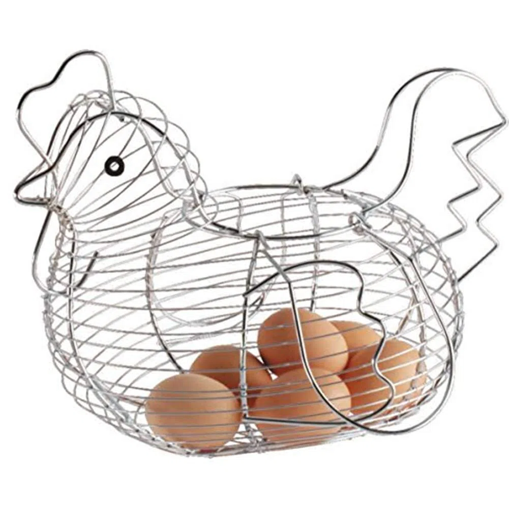 Verchromte Draht Huhn-Shaped Ei-Halter Korb