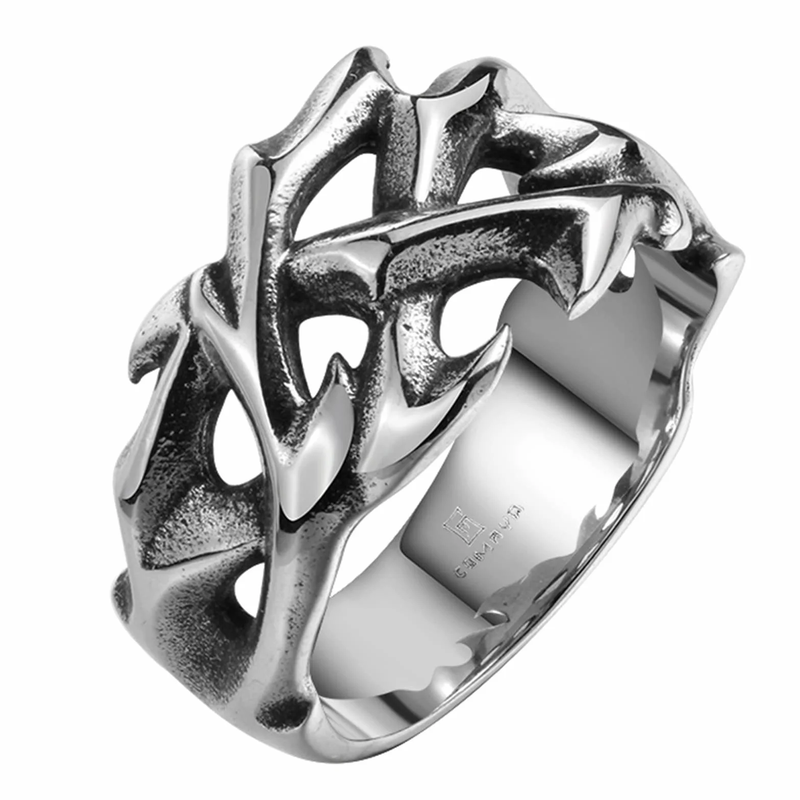 Vintage aushöhlen Design Edelstahl Dornen Herrenring Paar Ringe für Männer Frauen cooles nordisches Wikinger Schmuck Geschenk