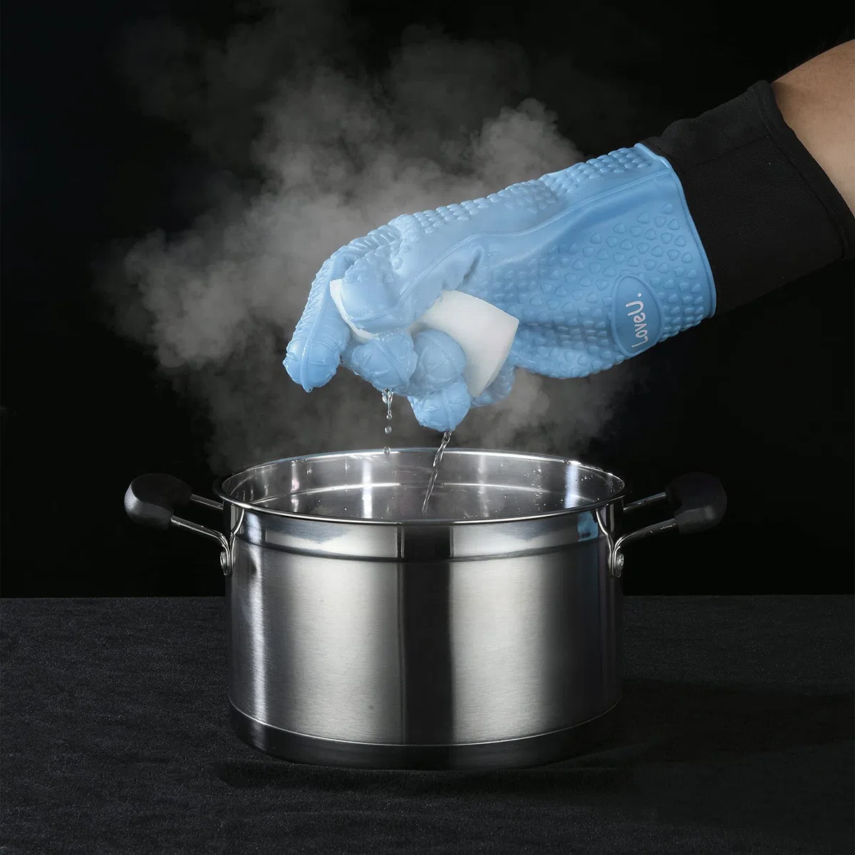 Grillhandschuhe – Doppelschicht Backhandschuhe aus Silikon und Baumwolle - Hitzebeständige Handschuhe/Ofenhandschuhe/Kochhandschuhe/Flexible Küchenhandschuhe - Perfekt zum BBQ Backen