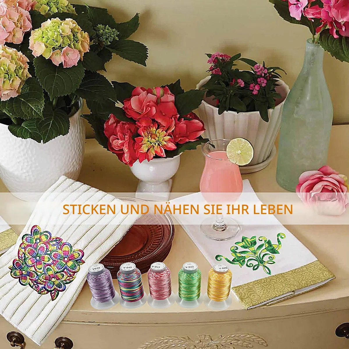 New brothread 12 Multi Farben Polyester Maschinen Stickgarn 500M (550Y) für Brother/Janome/Singer/Babylock/Kenmore/Bernina/Husqvaran Stickereimaschine-Sortiment 2