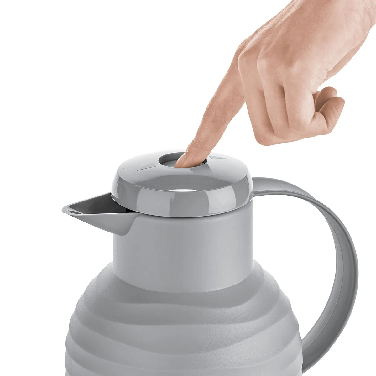 Emsa N40109 Samba Wave Isolierkanne | Quick-Press Kunststoff | Glas-Isolierkolben | Kaffeekanne: 12h heiß/24h kalt | 100 % dicht | Wave stone | 1,0 Liter