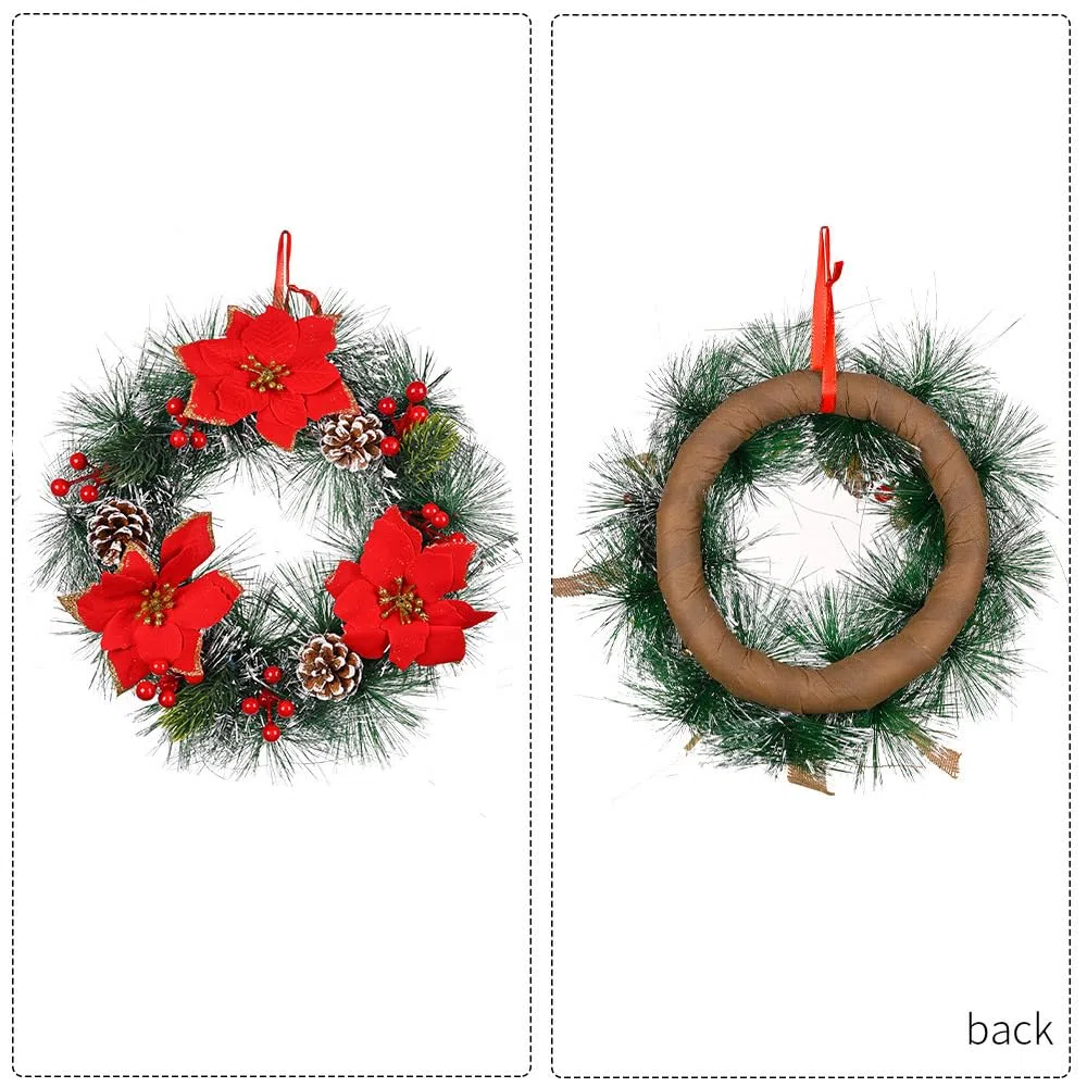 30cm Weihnachtsdeko Kranz Tür, Türkranz Haustür Außen, Tannengirlande, Künstlicher Kranz Für Weihnachten (E)