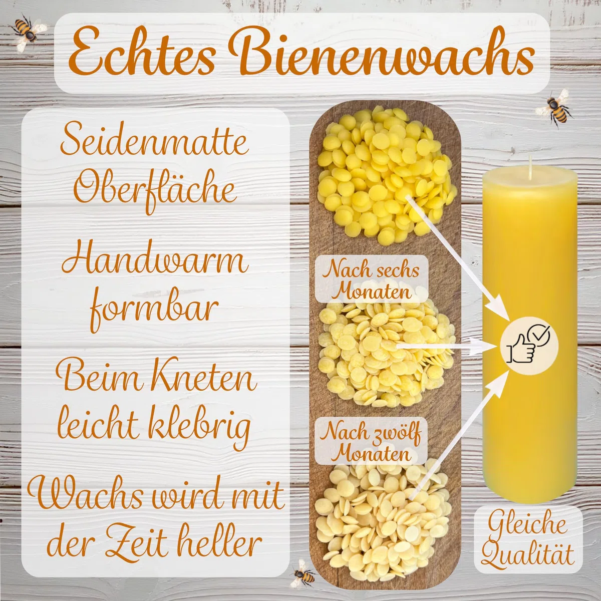 Bienenwachs Pastillen gelb | Premium | 500 g ideal für Kosmetik Kerzen Cremes Salben Seifen Wachstücher - Das Original im praktischen Zip-Beutel