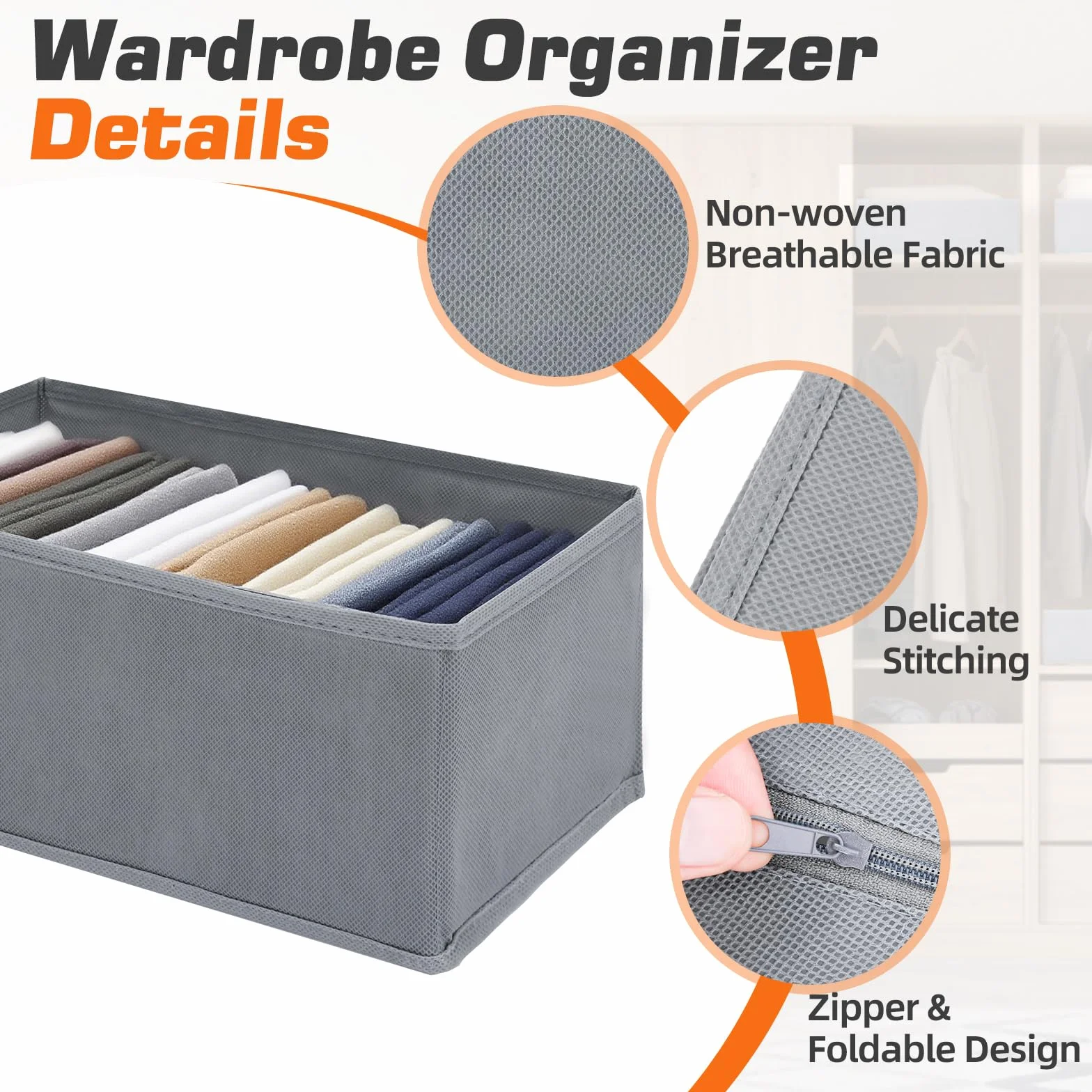 12 er Schubladen Organizer, Schrank Organizer Kleiderschrank Wickeltisch Organizer, Faltbare Malm Küchen Haus und Küche Aufbewahrungsboxen (Grau)