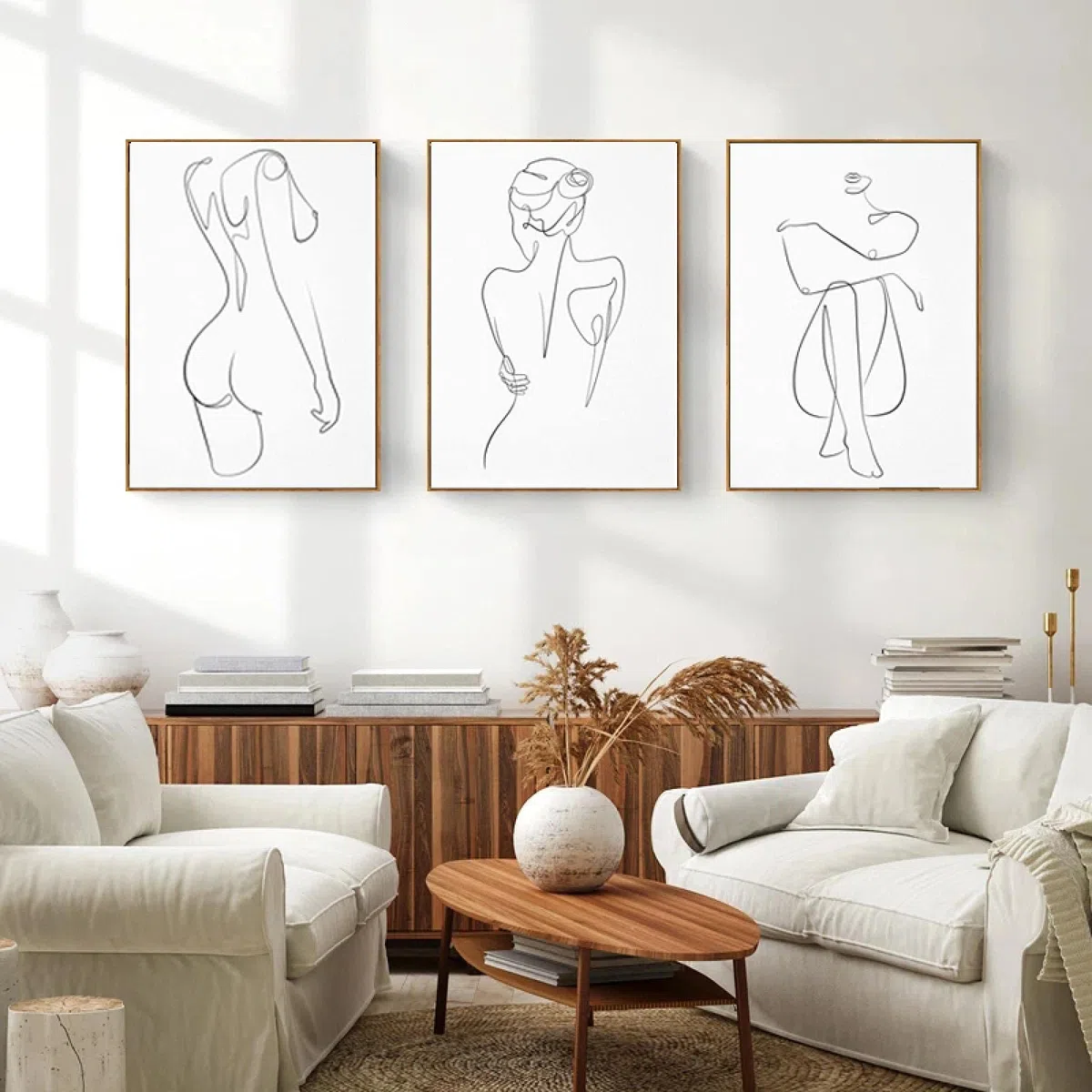 Abstrakte One Line Zeichnung Kunst Frau Leinwand Gemälde weibliche Figur Poster Frau Körper Minimalistischer Druck für Home Decor 40 x 60 cm x 3 rahmenlos