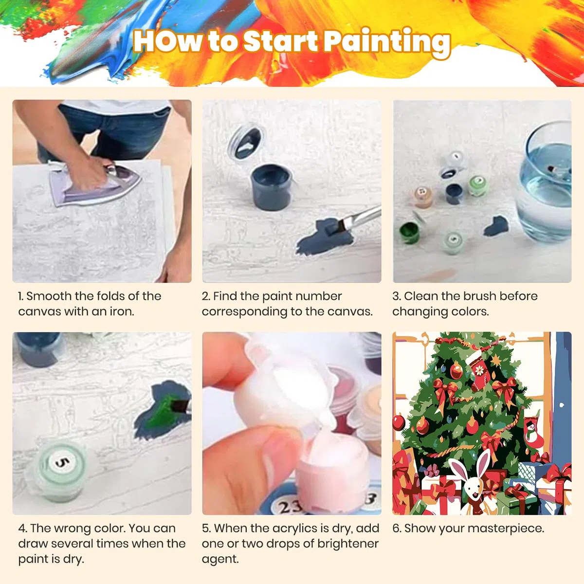 Jawecci 6 Stück Weihnachten Malen nach Zahlen für Kinder Erwachsene, DIY Malen Nach Zahlen Weihnachten Handwerks Kunst für Erwachsene Mädchen Home Décor 20x30cm