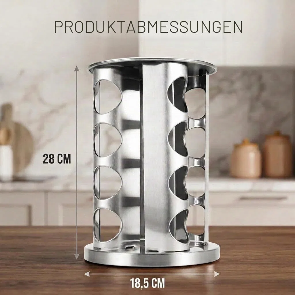 edihome, Gewürzkarussell, Gewürzregal, Drehbar 360º, Küchengewürze, 16 Gewürzdosen, mit Deckeln und einzelnen Dosierern, Organizer, mit Etiketten für Flaschen