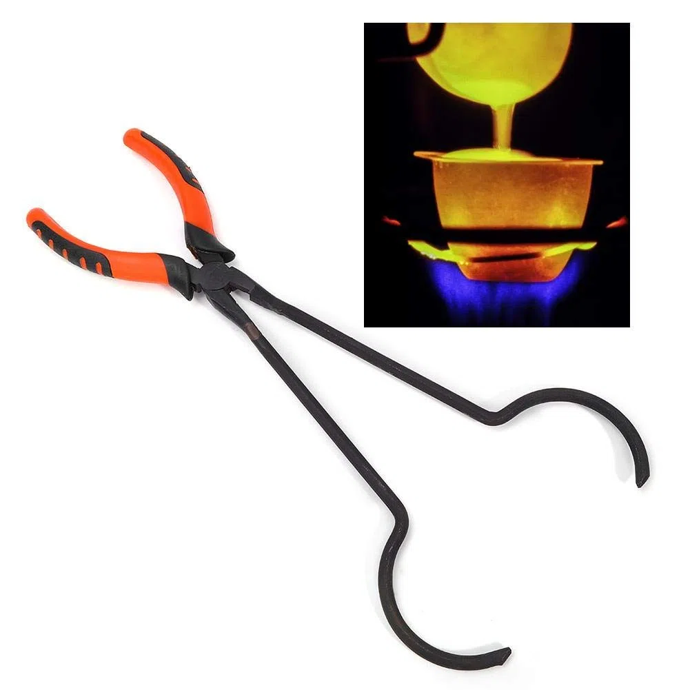 Tiegelzange Stahl Goldschmelzofen Halter Clamp für Edelmetallcasten und Schmuckherstellung – Profiwerkzeug für Metallforge und Kunstschmuck