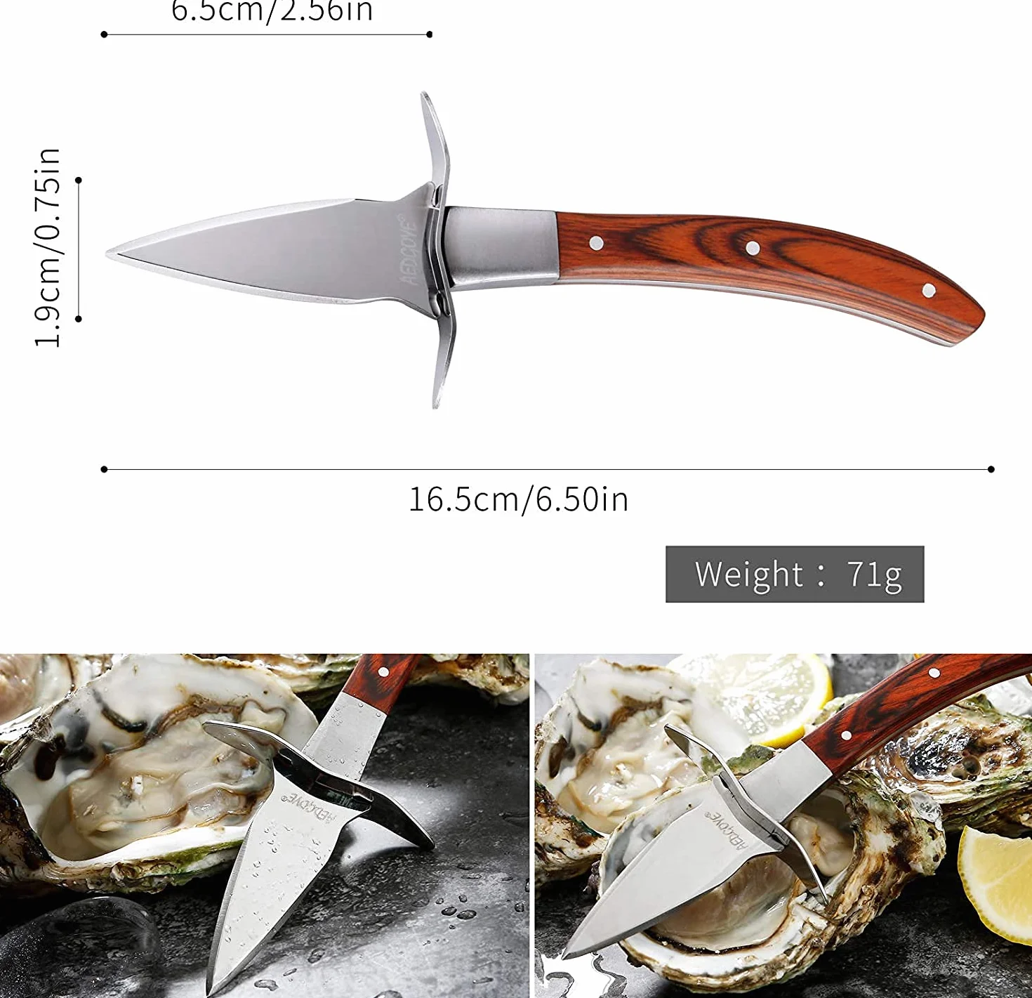 Austernmesser Oyster Knife Set Austernöffner Schnittfeste und Handschuhe für Muscheln Oder Hartkäse Geeignet Holzgriff Edelstahl (Rot, Grande/L)
