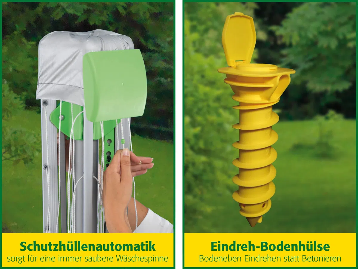 Juwel Wäschespinne Novaplus 600 Easy (EIN-Hand-Spannautomatik, besonders stabil, mit Eindrehbodenhülse) 30090