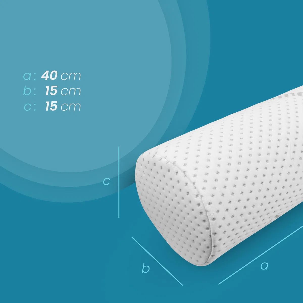 Bestlivings Memory Foam Nackenkissen (Nackenrolle / 40 cm x Ø15 cm) Viscoelastische Kopfkissen - Silver Protect Bezug antimikrobiell abnehmbar - Öko-Tex