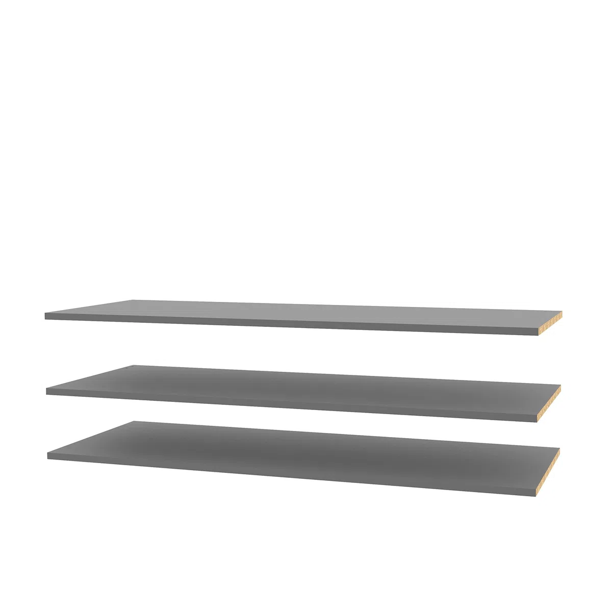 FORTE 3-er Set Einlegeböden breit, Holwerkstoff, Grau, 107,8 x 42 x 2,2 cm
