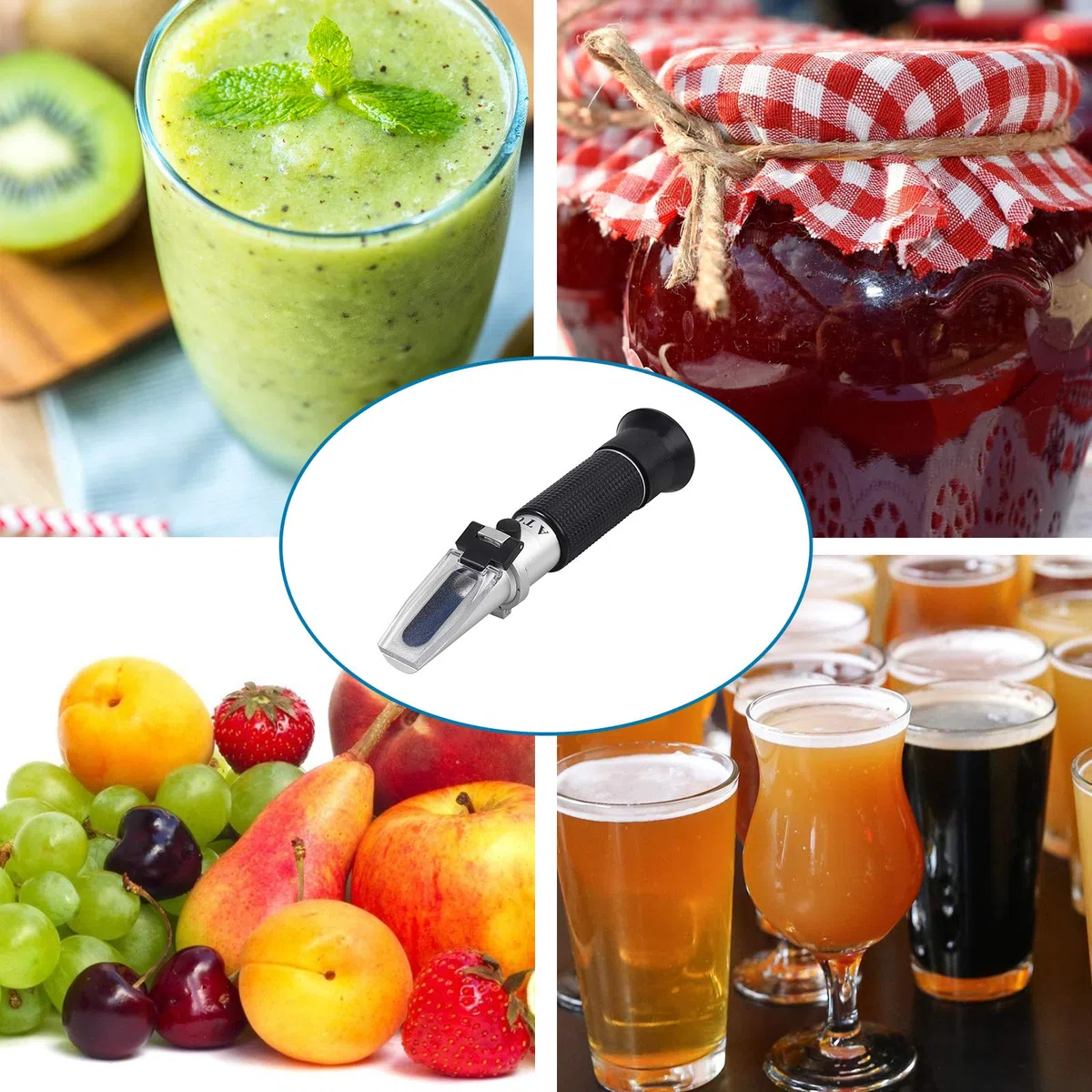 AUTOUTLET Refraktometer Brix Zucker 0-32% zuckergehalt messgerät mit ATC, Plastiktropfen, Reinigungstuch, hochpräzise Anzeige einstellbare Schärfe, Handrefraktometer für Honig Obstssaft Bier Marmelade