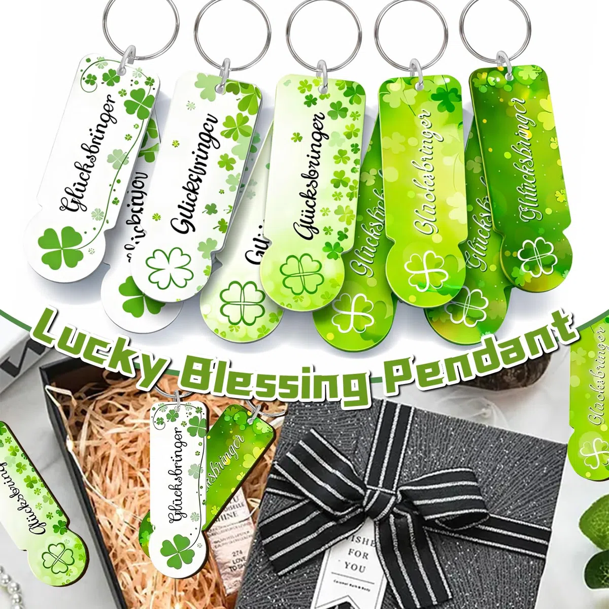 10 Stück Einkaufswagenchip Schlüsselanhänger, Einkaufswagenlöser zum Rausziehen, Glücksbringer mit Kleeblatt, Einkaufschip für Abschiedsgeschenk, Geburtstag, kleines Mitbringsel