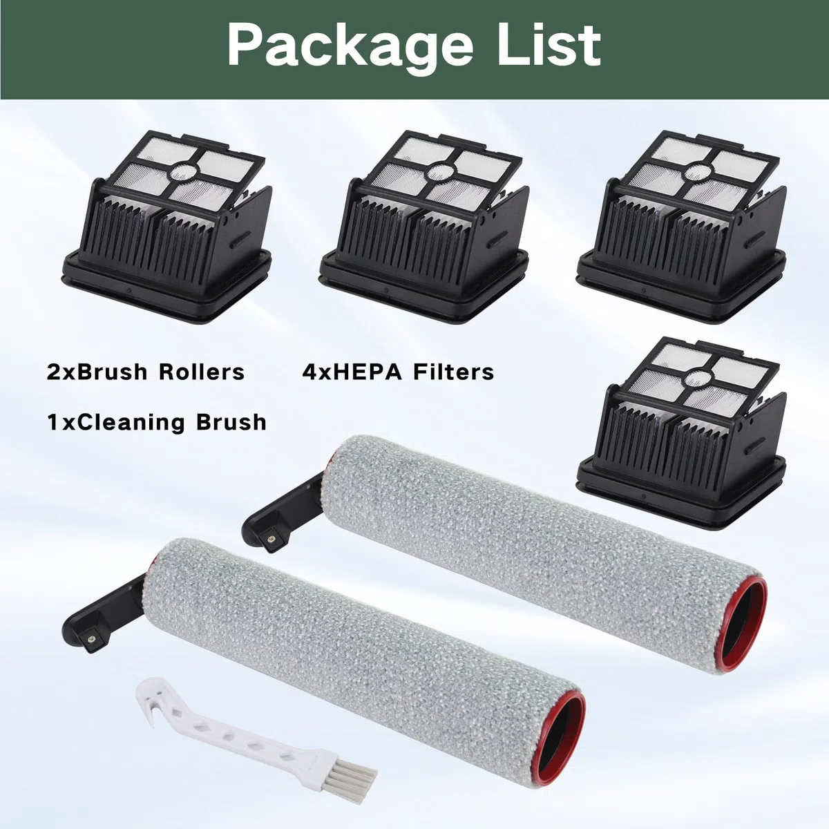 7 Stück Ersatzwalze Filter Set für Dreame H15 Pro / H15 Mix / H12 Pro FlexReach / H15 Pro FoamWash / H15S Nass- und Trockensauger Ersatzteile, 2 Bürstenrolle + 4 Filter + 1 Reinigungsbürste