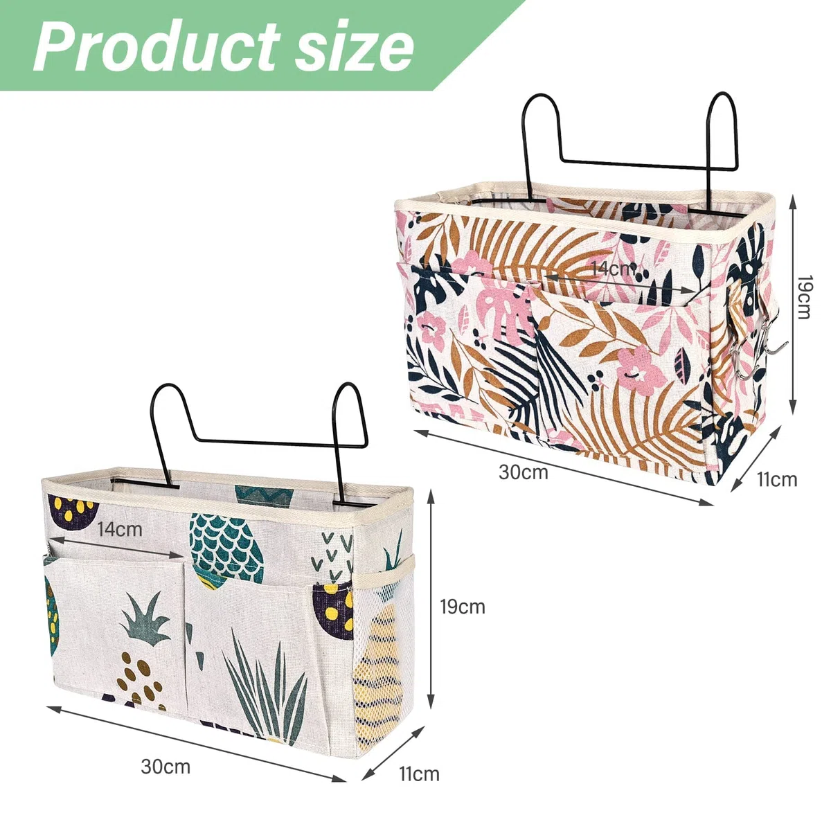 2 Stück Betttaschen Hochbett, Bett Organizer, Betttasche zum Einhängen, Hochbett Hängetasche Organizer, Bettaufhänger Nachttisch Tasche, Hängend Aufbewahrungstasche für Buch Magazin Kopfhörer