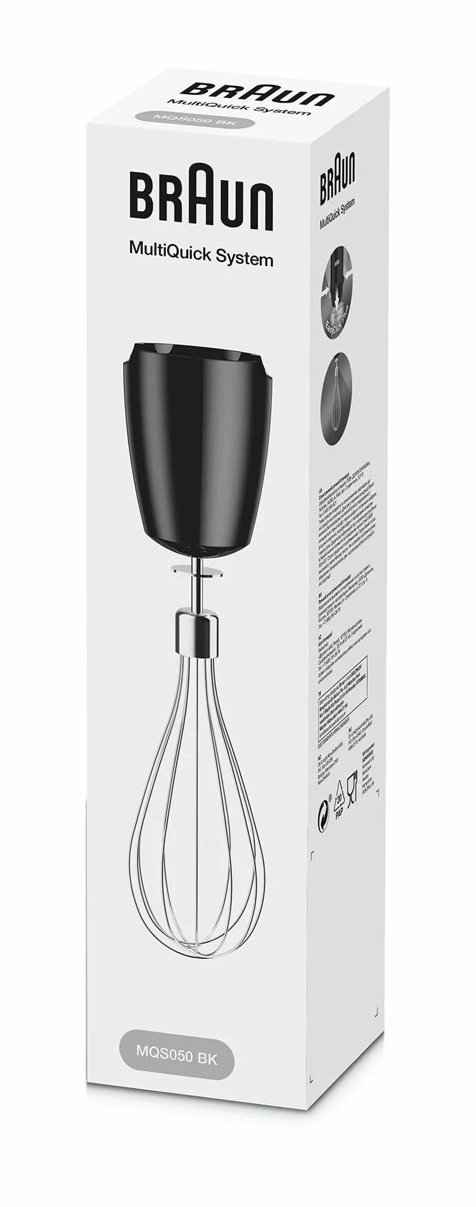 Braun Edelstahl-Schneebesen Aufsatz MQS 050 BK mit EasyClick Plus System - Zubehör für Braun Stabmixer MultiQuick 7 und 9, BPA-frei, Schwarz