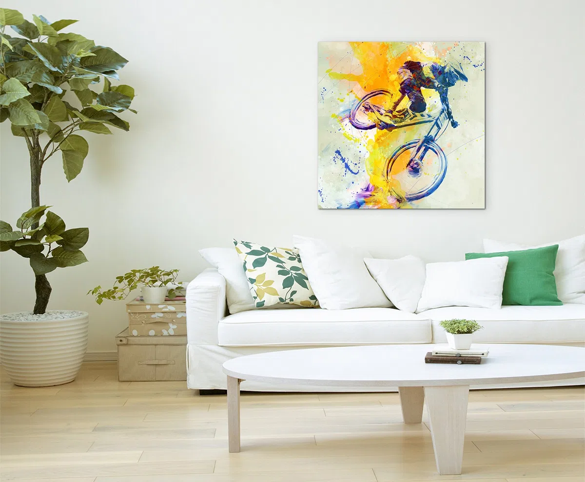 MTB DH 60x60cm Wandbild SPORTBILD Aquarell Art tolle Farben von Paul Sinus