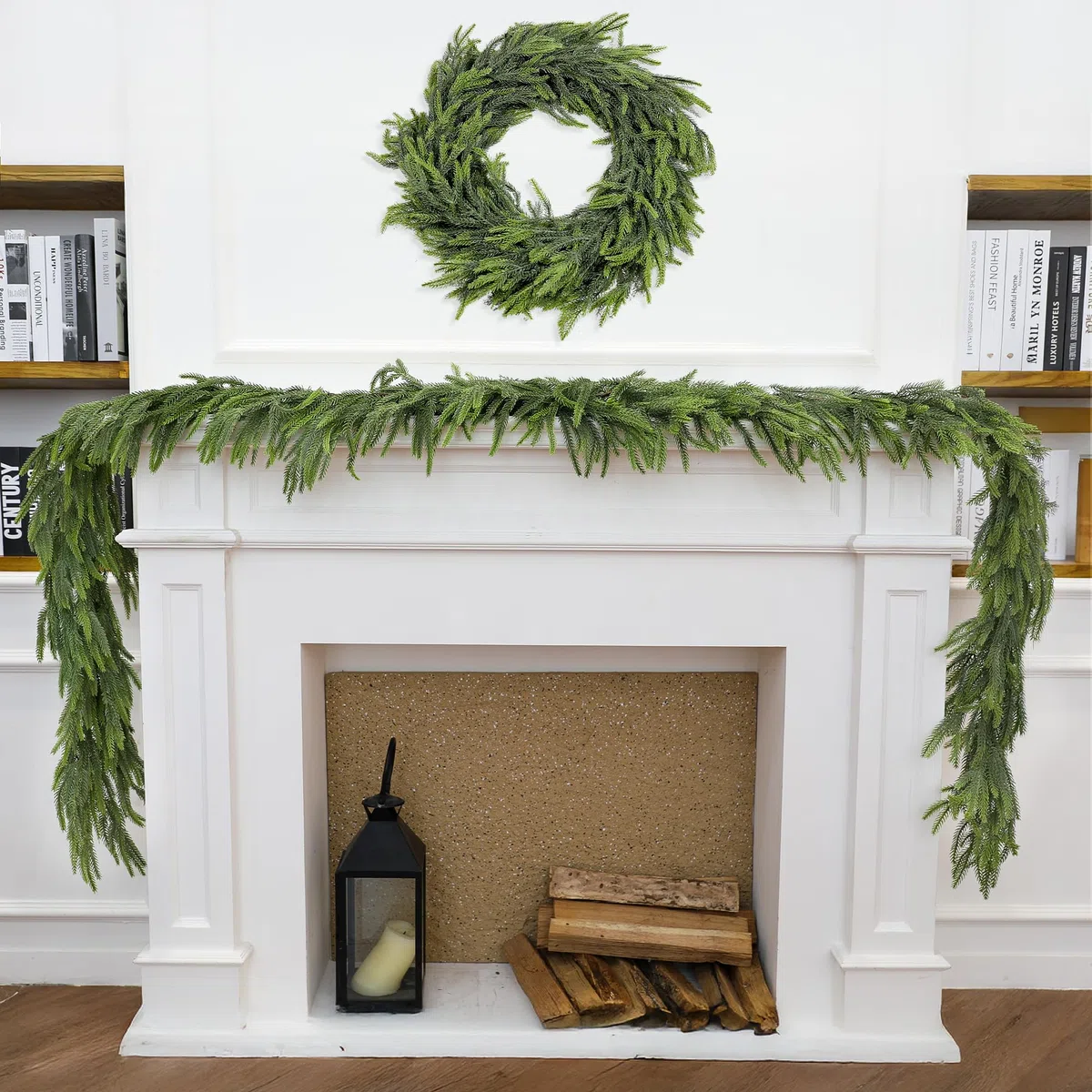 Girlande Weihnachten künstliche Tannengirlande Weihnachtsgirlande, 1,8m Norfolk Kiefer Girlande für Kamin Fenster Treppen und Weihnachtsdeko