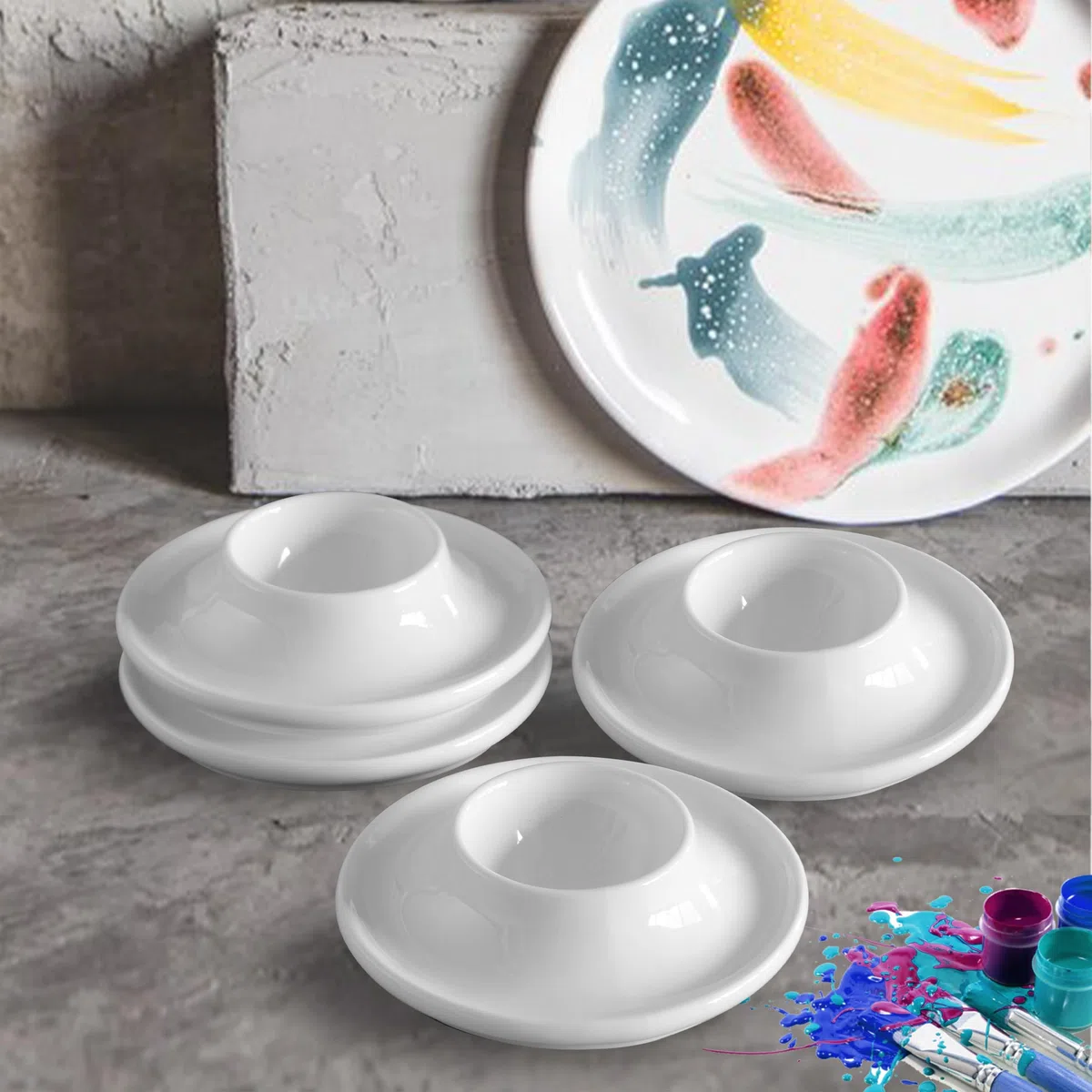 Cinf 4er Set Porzellan Eierbecher Ostergeschenke Eierstnder für Jeden Frühstückstisch Hart und Weichgekochten Eiern (Eierhalter Weiß) Easter Gift