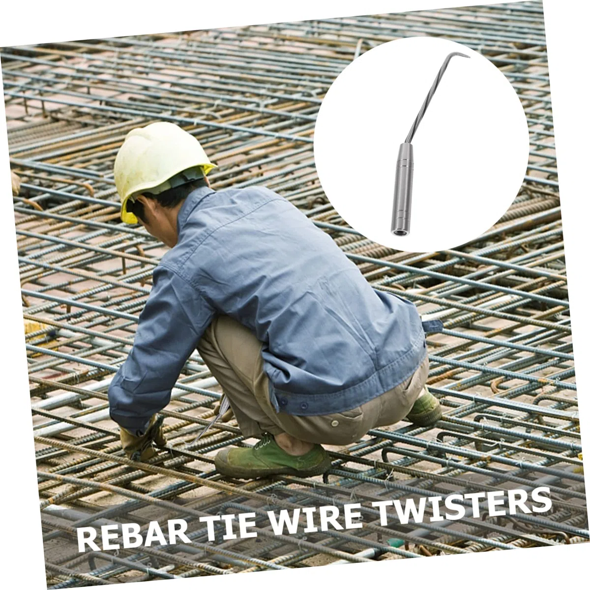 NOLITOY Bewehrungsbindewerkzeug mit Konischem Dünnem Haken und 20mm Dickem Griff aus Kernstahl 90-grad Design für Flexibles Verdrehen und Komfortables Halten Beim Binden