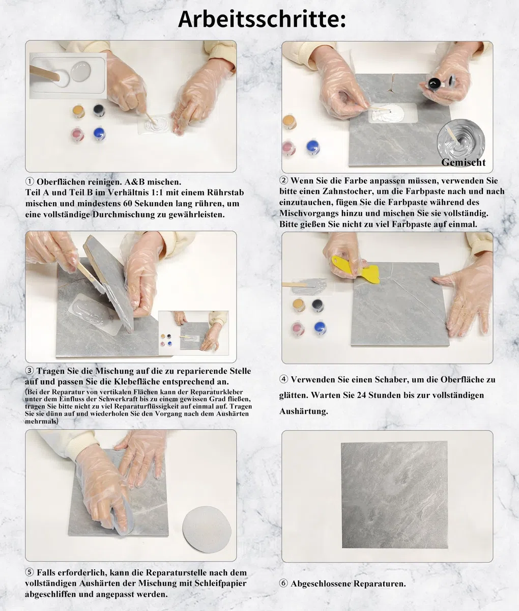 Fliesenreparaturset Weiß, Badewannen Reparaturset Acryl, Wasserdichtes Emaille Reparatur Set für Kratzer Löcher Risse Waschbecken Reparaturset Keramik Reparatur Set-Bietet Mehr Farboptionen