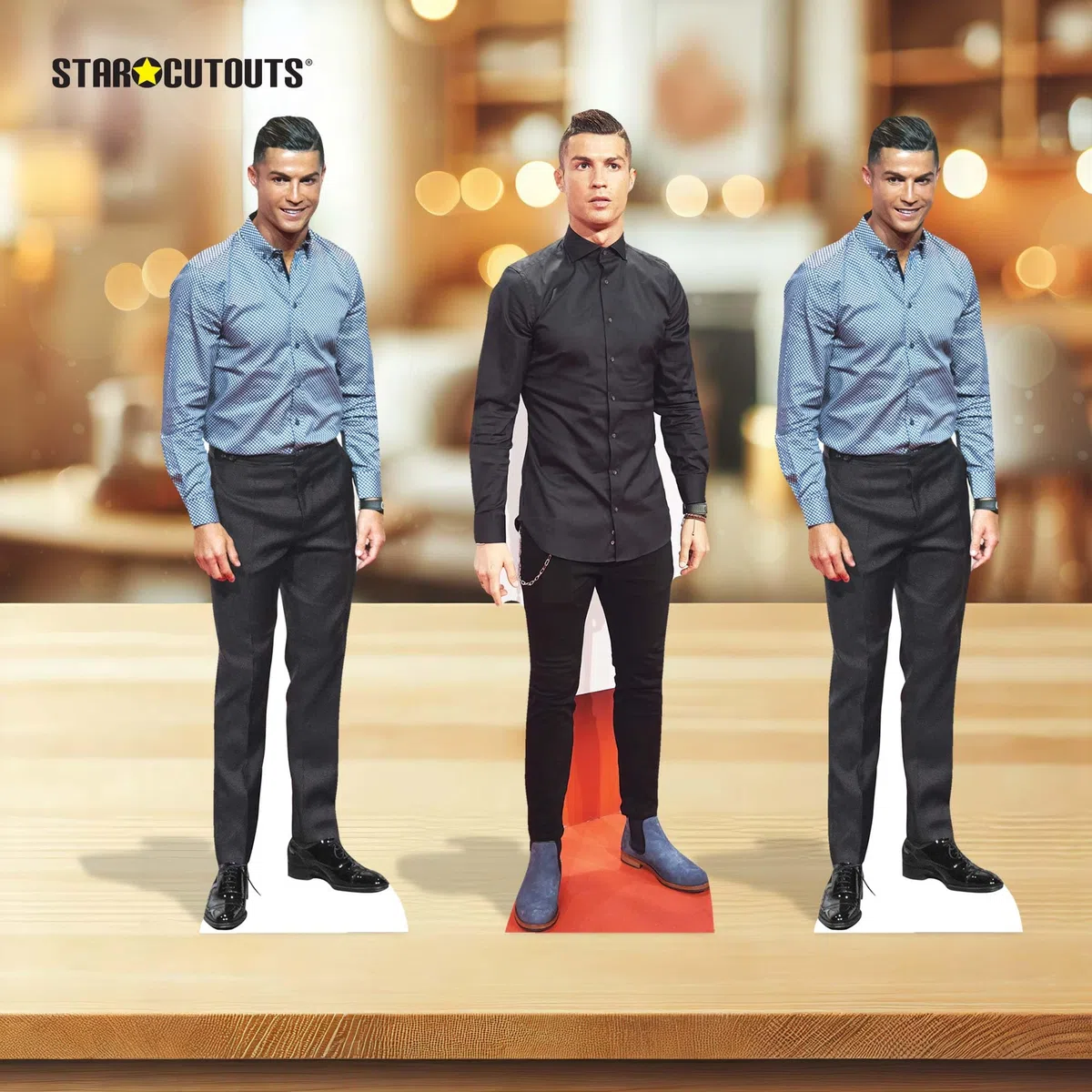 Star Cutouts CS1192 Ronaldo Pappaufsteller für Regale, Höhe 31 cm, ideal für Fußball-Themen, Partys, Geburtstage und Fans, Raumdekorationen und Veranstaltungen, 3 Stück