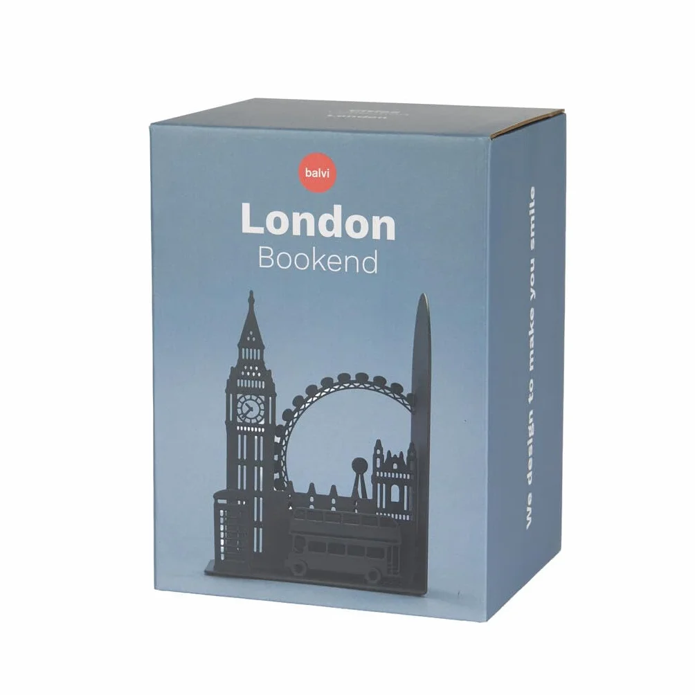 Balvi Buchstütze London Schwarz Farbe Stabil und rutschfest Metall