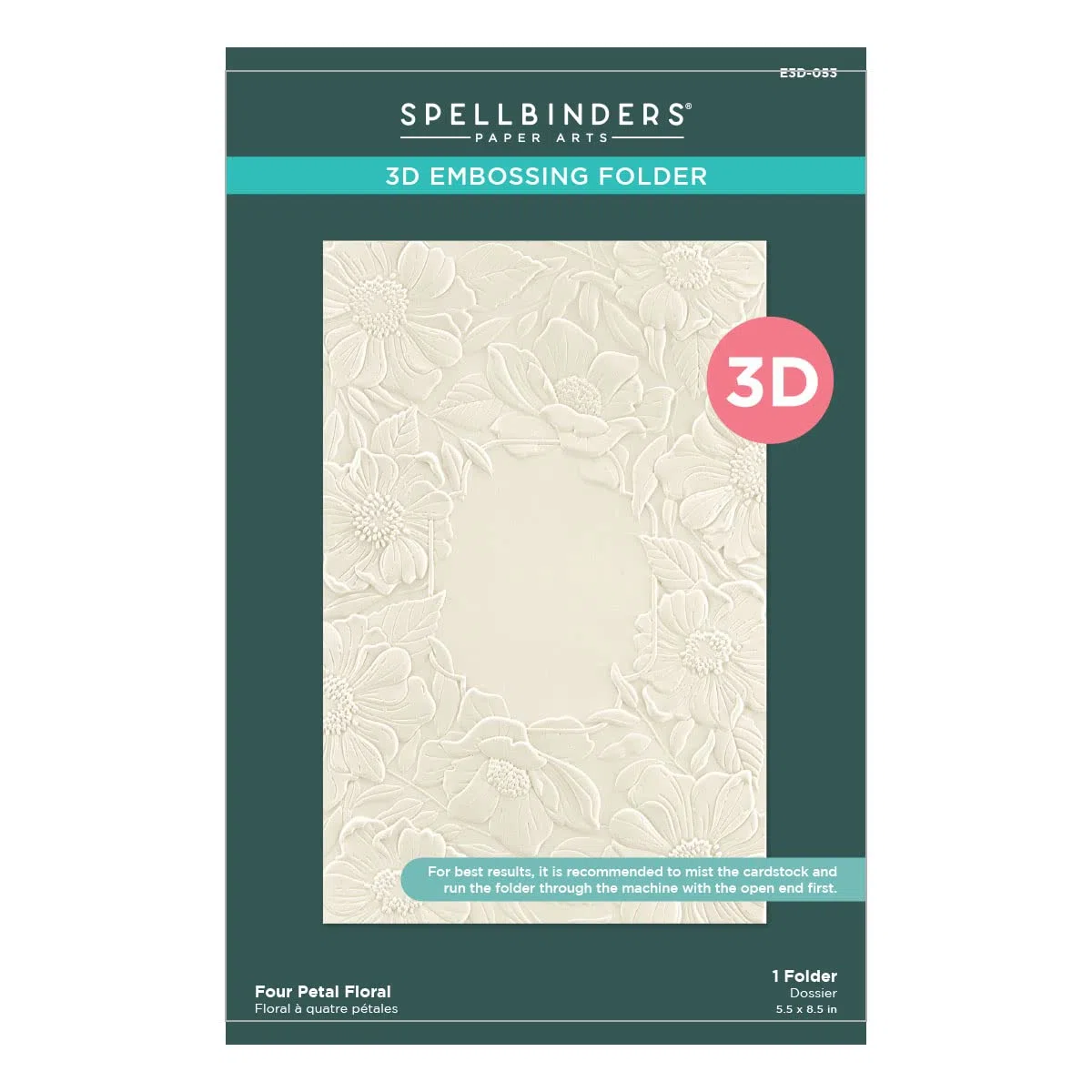 Spellbinders E3D-053 Floral 3D-Prägeschablone aus der Four Petal Collection, farblos, One size