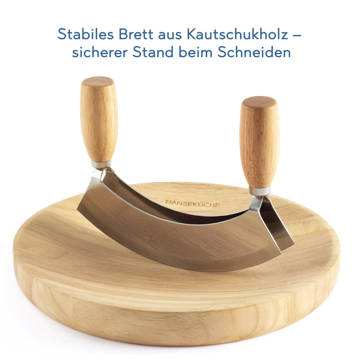 Hanseküche - Kräutermesser Wiegemesser Zweischneidig 17,5 cm – Spezialklingenstahl – Küchenklinge zum Feinen Zerkleinern, Hacken & Schneiden von Kräutern