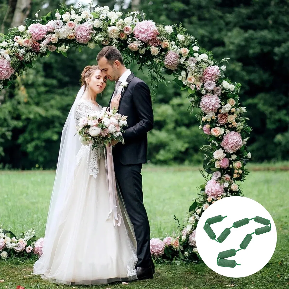 9 Stück Steckschwamm Girlande, Steckschaum für Blumen, Steckmasse für Kunstblumen, Steckschwamm für Blumen, Blumenschaum-Girlande, Dekorationsschaum für Blumengestecke, Grün (9)