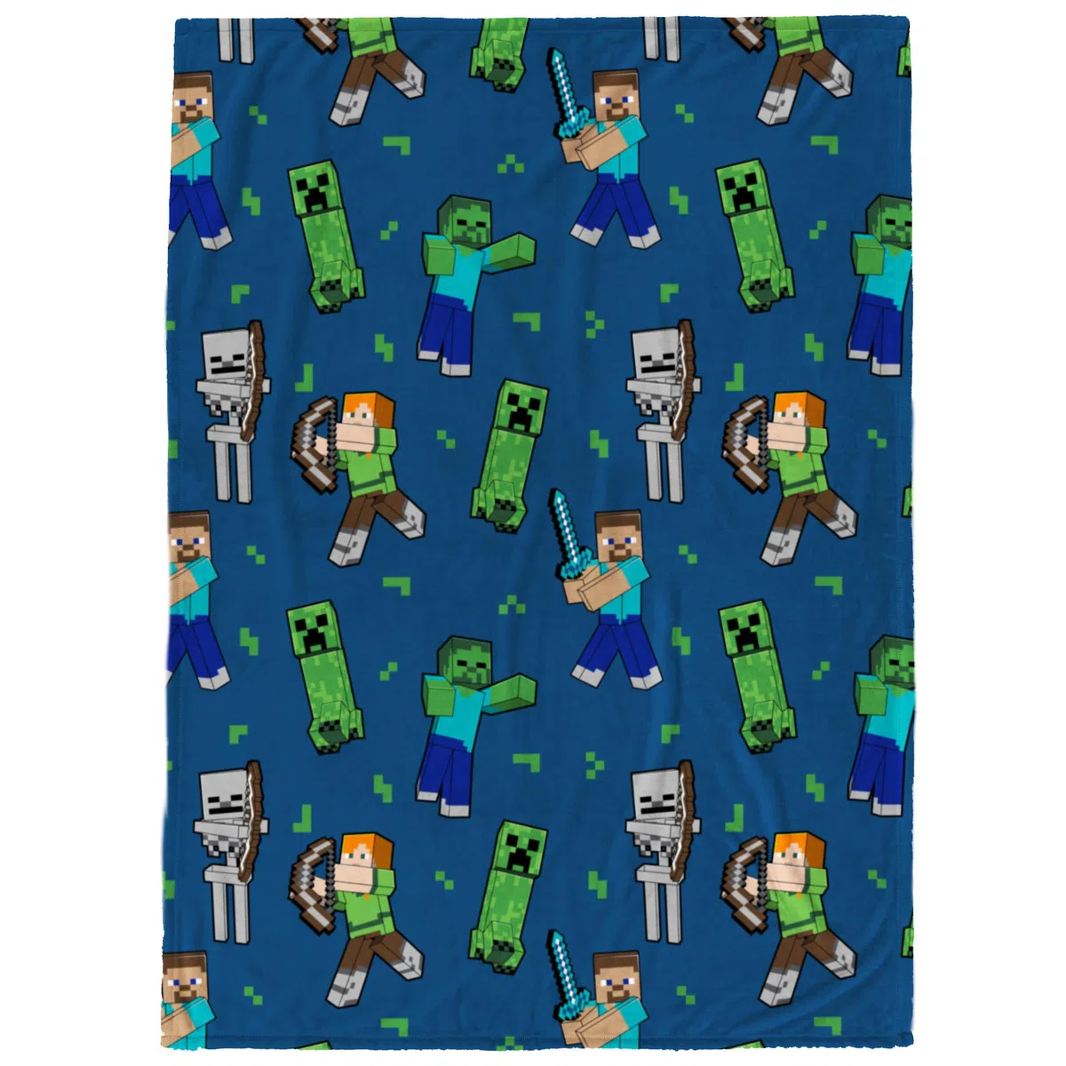 Jay Franco Kids Minecraft Plüsch-Decke – 130 x 150 cm Weiche und kuschelige Fleecedecke für Schlafzimmer und Sofa, offiziell Lizenziertes Produkt, blau