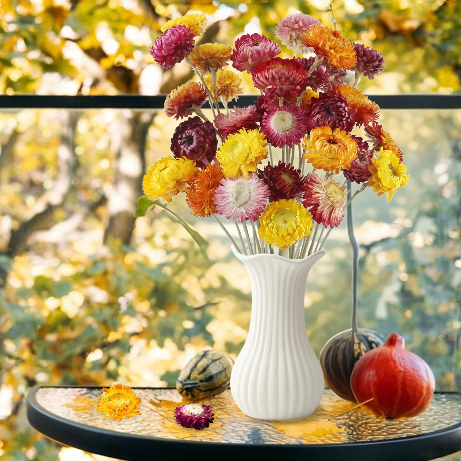 32 Stück Trockenblumen Trockenblumenstrauß Mehrfarbige Getrocknete Gänseblümchen Getrocknete Blumen Natur Trocken Pflanze für DIY Blumenarrangements Hochzeit Zuhause Tischvasendekoration