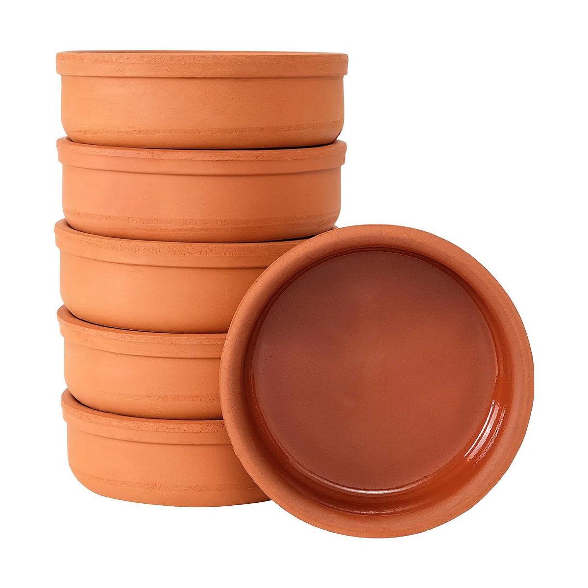Kleine Auflaufformen Runde Güvec Set Töpfe Mini Schmortopf Milchreis Tontöpfe Tontopf-Set Tapas Schalen aus Ton (6er-Set)
