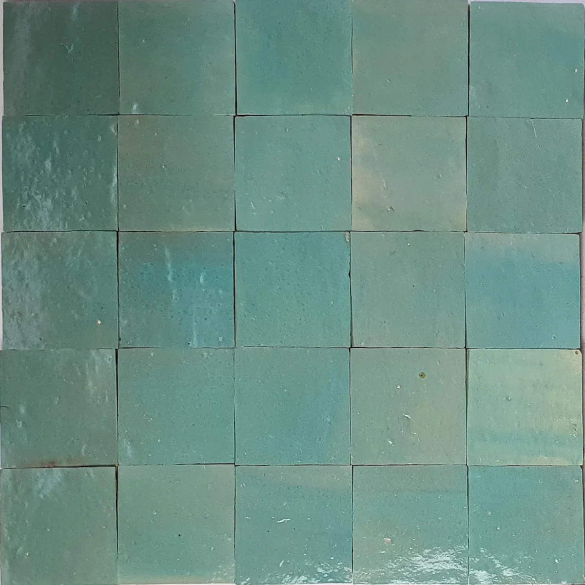 0,1m² marokkanische Zellige Fliesen - fugenlose Wandfliesen 5x5cm (blassgrün)