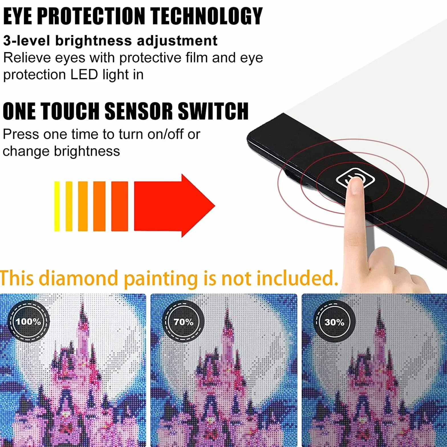 JOYBOY A4 Diamond Painting LED Licht,Einstellbare Helligkeit Diamant Painting Lichtplatten,mit USB Kabel Abnehmbaren Ständer,Ideal für 5D DIY Diamond Painting,Skizzieren,Designen